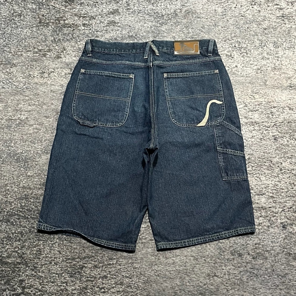 Drunknmunky Jorts Mens 34 Blue Baggy Embroidered Skater Vintage Y2K Denim Shorts